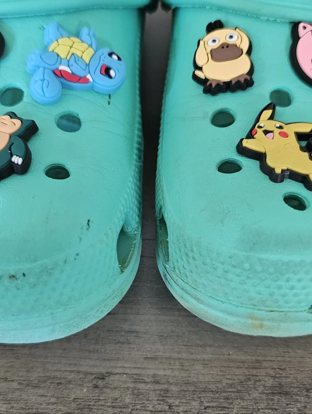 Crocs Kids Teal Green Slip-On Clog Shoes with Pokémon Charms Boy J 3